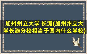 加州州立大学 长滩(加州州立大学长滩分校相当于国内什么学校)